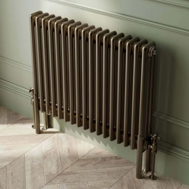Athens Antique Gold Triple Column Horizontal Traditional Radiator 600x785mm