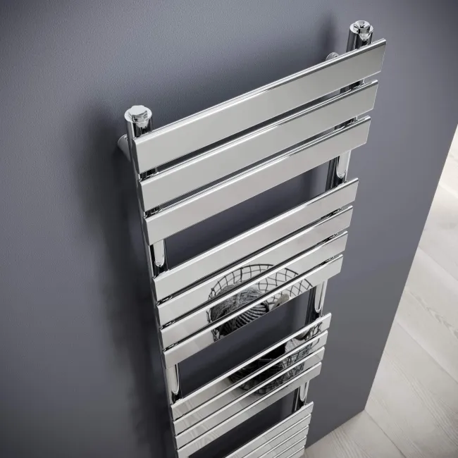 Santorini Chrome Flat Panel Heated Towel Rail 1600x450mm