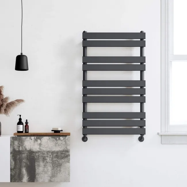 Santorini Anthracite Flat Panel Heated Towel Rail 1000x600mm