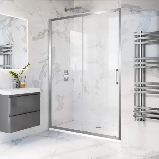 Hamburg Easy Clean 8mm Sliding Shower Door 1400mm - Easy Fix Feature