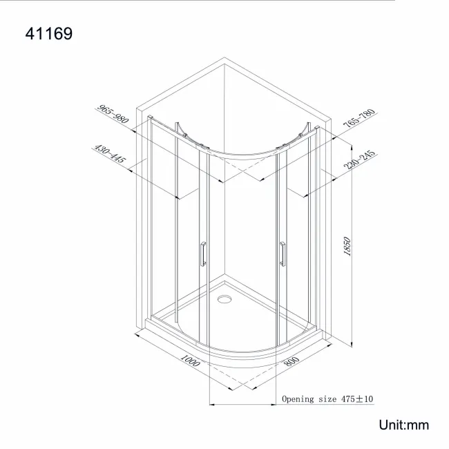 London Matt Black 6mm Offset Quadrant Shower Enclosure 1000x800mm