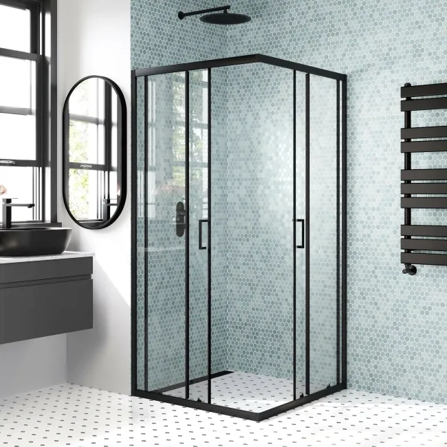London Matt Black 6mm Corner Entry Shower Enclosure 900x900mm
