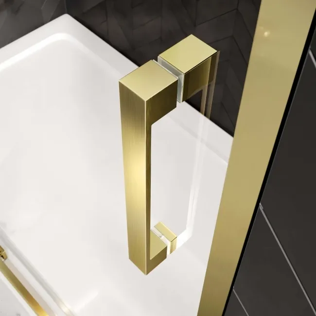 Hamburg Brushed Brass Easy Clean 8mm Sliding Shower Door 1000mm - Easy Fix Feature