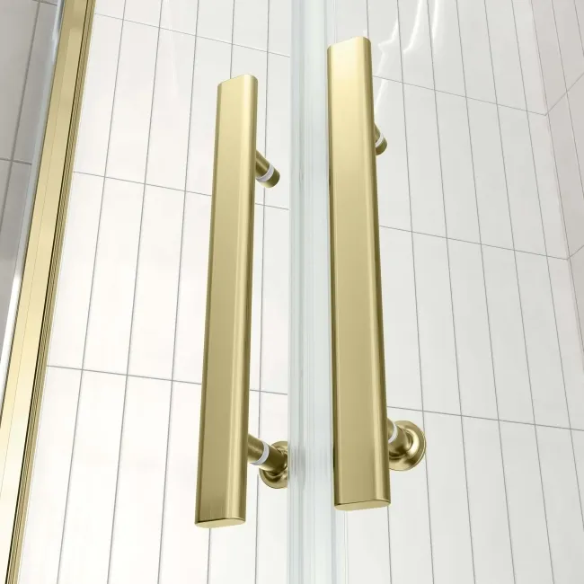 Hamburg Brushed Brass Easy Clean 8mm Quadrant Shower Enclosure 900x900mm - Easy Fix Feature