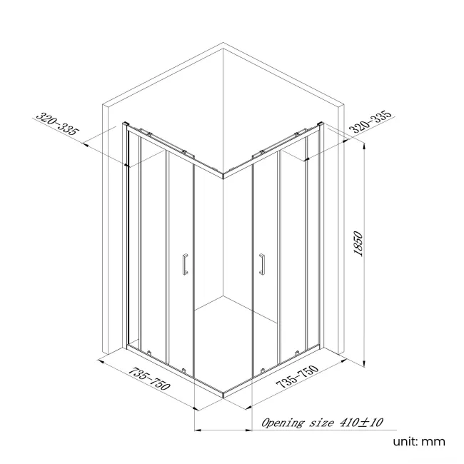 London Brushed Brass 6mm Corner Entry Shower Enclosure 760x760mm