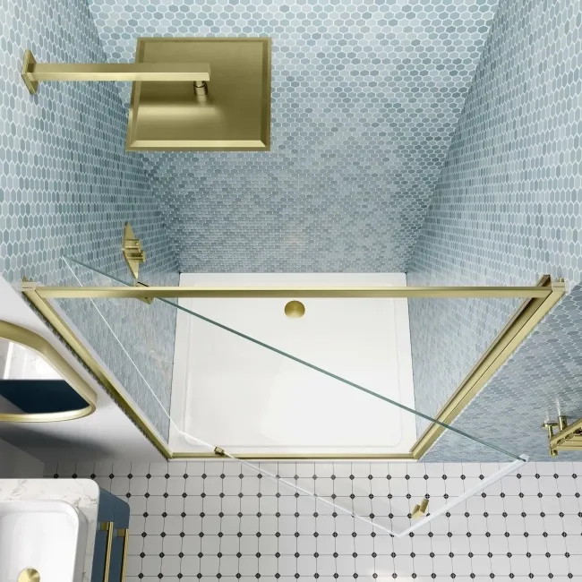 London Brushed Brass 6mm Pivot Shower Door 1000mm