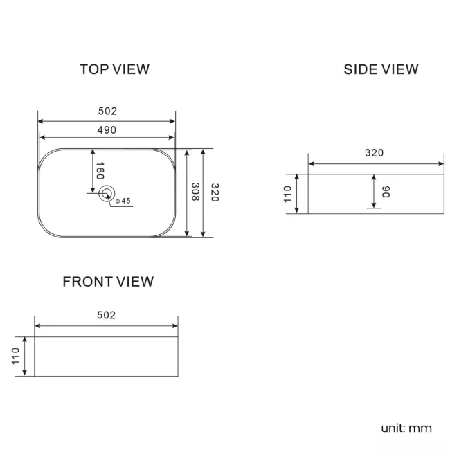 Marin Counter Top Basin 500mm