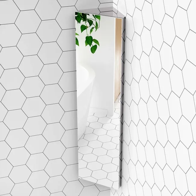 Madelyn Corner Stainless Steel Mirror cabinet 1200mm Tall
