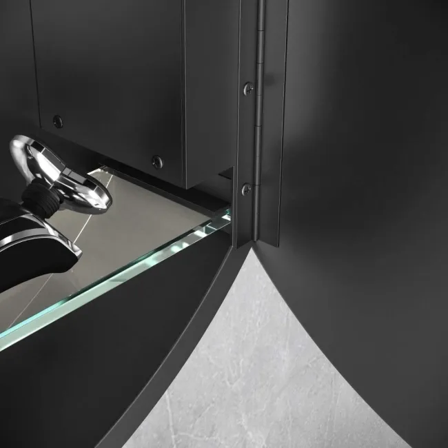 Mollie Black Framed Round Illuminated LED Mirror Cabinet 500mm