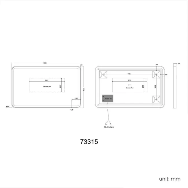 Olivia Brushed Brass Illuminated LED Mirror 600x1000mm