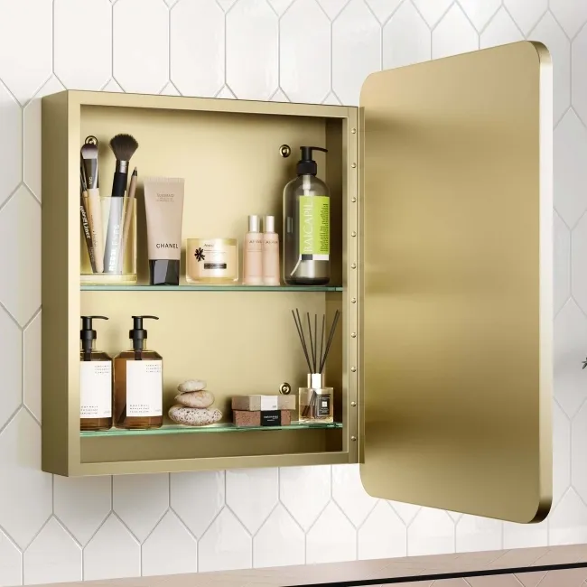 Olivia Matt Brass Mirror Cabinet 610x450mm