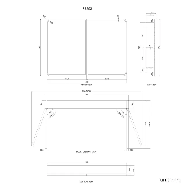Olivia Matt Brass Mirror Cabinet 710x1000mm