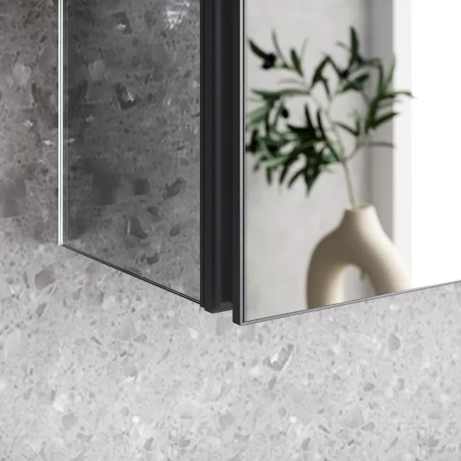 Esme Matt Black Recessed Mirror Cabinet 700x600mm