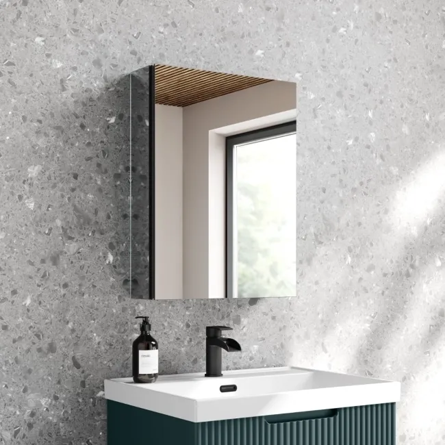 Esme Matt Black Recessed Mirror Cabinet 600x450mm