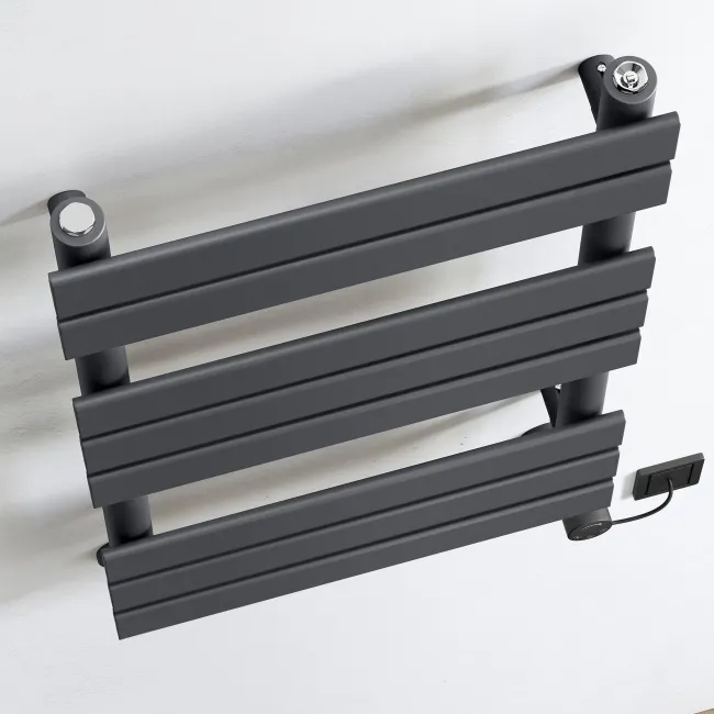 Santorini Electric Anthracite Flat Panel Heated Towel Rail 800x450mm