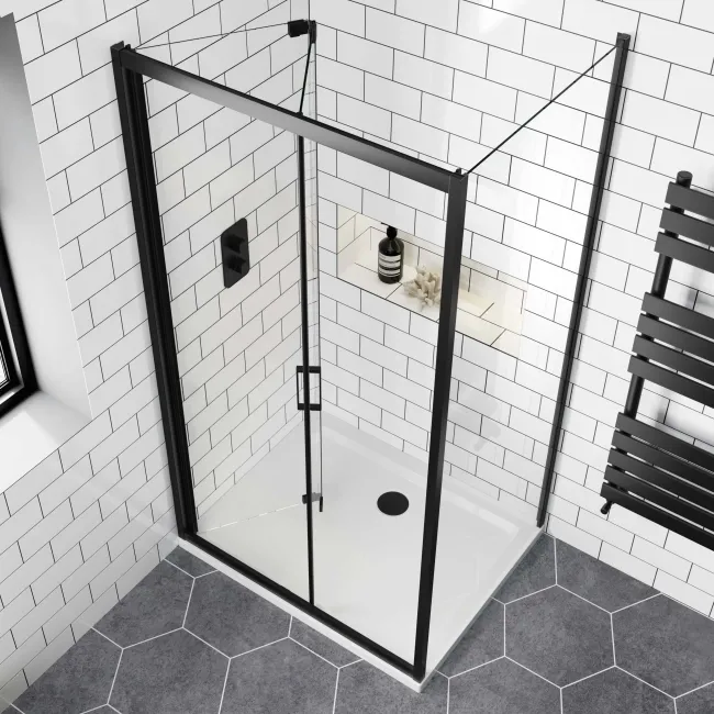 London Matt Black 6mm Bifold Shower Enclosure 1000x800mm