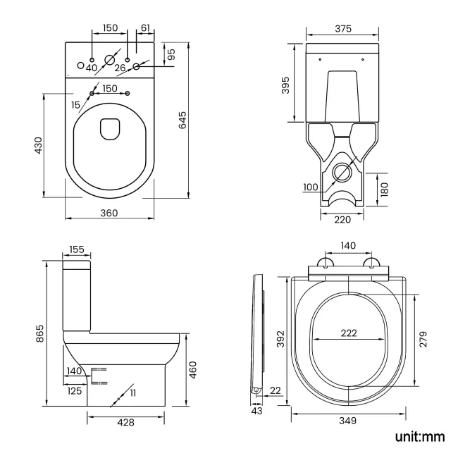 Denver Rimless Comfort Height Close Coupled Toilet With Soft Close Seat