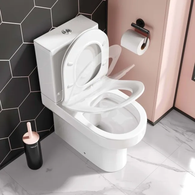 Denver Rimless Fully Back to Wall Close Coupled Toilet With Soft Close Slim Seat