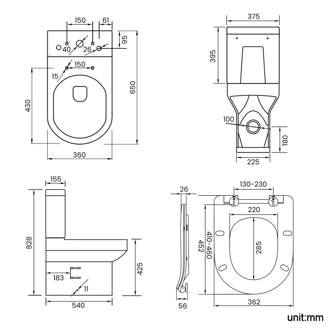 Denver Rimless Fully Back to Wall Close Coupled Toilet & Pedestal Basin Set