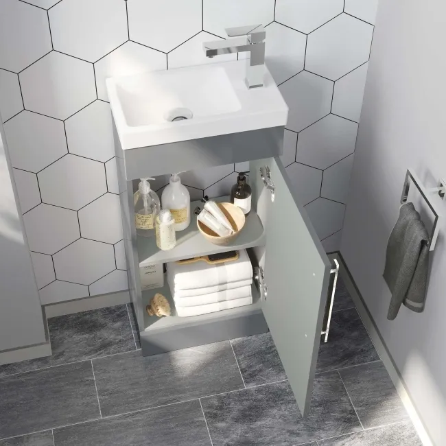 Avon Stone Grey Cloakroom Floor Standing Basin Vanity 400mm