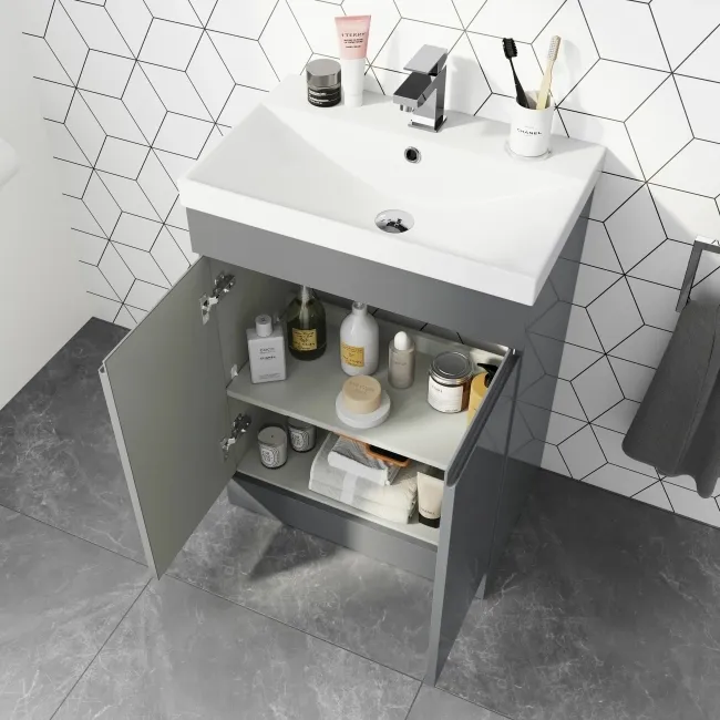 Trent Stone Grey Basin Vanity 600mm