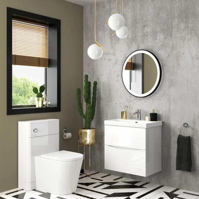 Austin Gloss White Wall Hung Basin Drawer Vanity 600mm