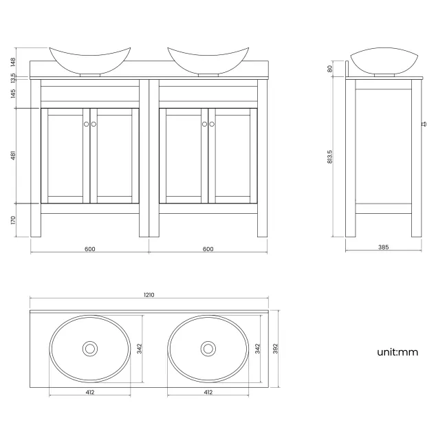 Bermuda Chalk White Vanity with Marble Top & Oval Counter Top Basin 1200mm