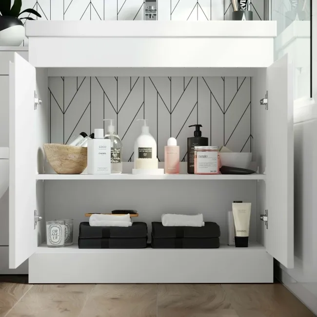 Trent Gloss White Basin Vanity and Back To Wall Unit 1300mm