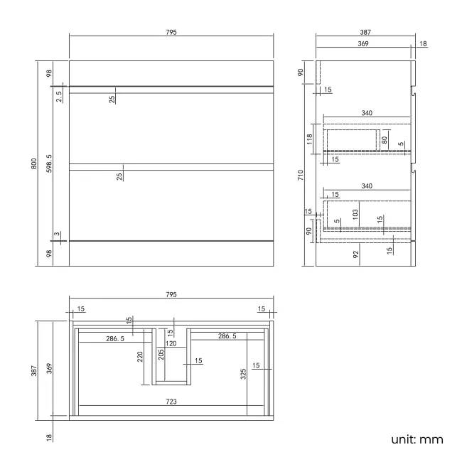 Trent Stone Grey Combination Basin Drawer and Miami Toilet 1300mm