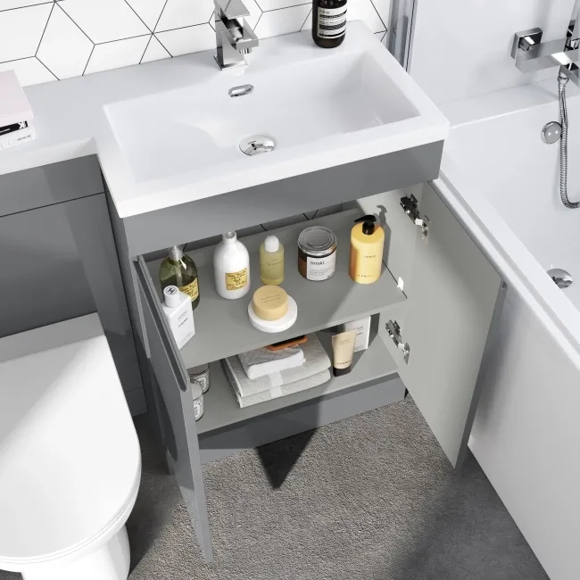 Trent Stone Grey Combination Vanity Basin and Aruba Toilet 1100mm - Right Handed