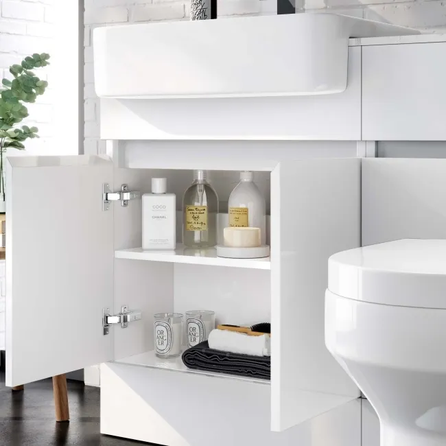 Foster Gloss White Combination Vanity Basin with Marble Top & Denver Toilet 1200mm