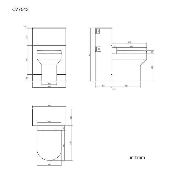 Austin Stone Grey Slimline Back To Wall Unit and Denver Toilet