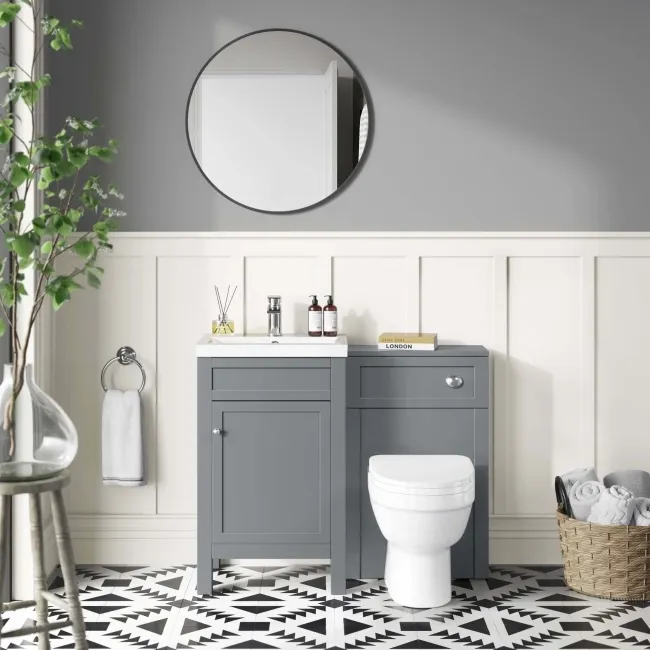 Bermuda Dove Grey Combination Vanity Basin and Seattle Toilet 1000mm