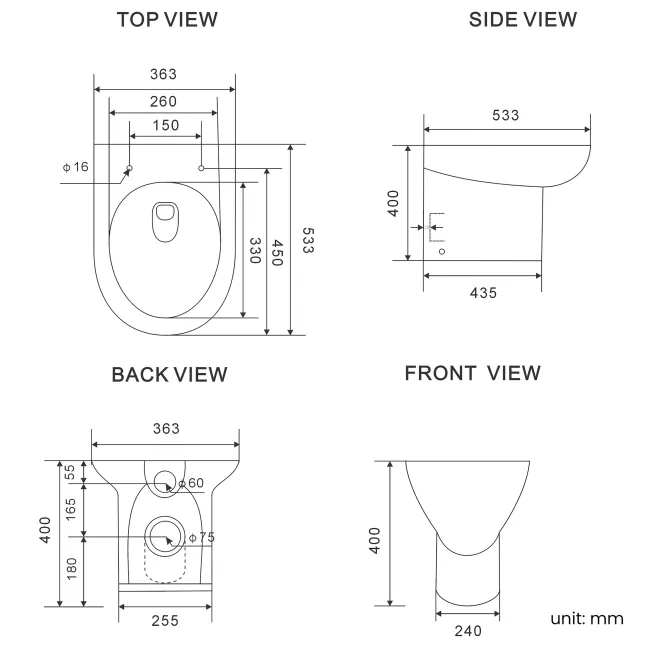 Avon Stone Grey Combination Vanity Basin and Aruba Toilet 1000mm - Black Accents