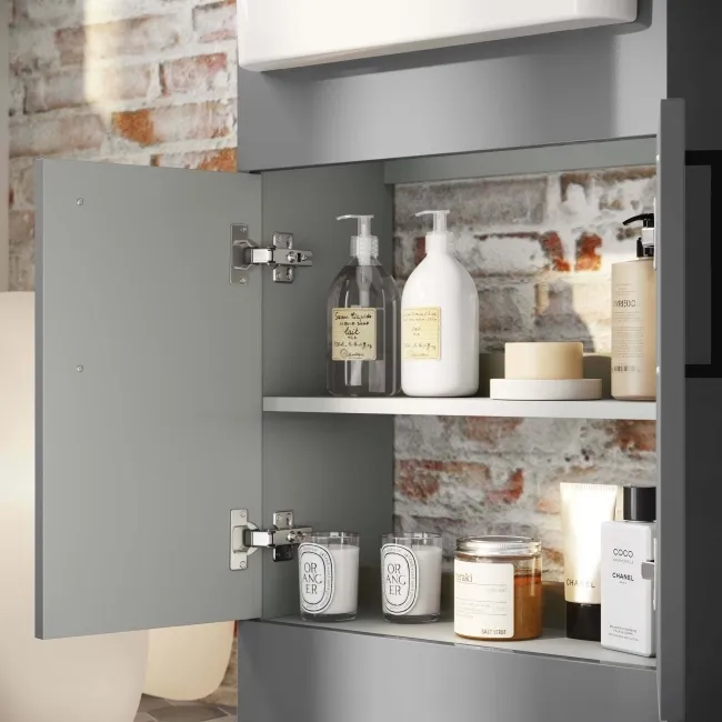 Harper Stone Grey Vanity with Semi Recessed Basin 500mm - Black Accents