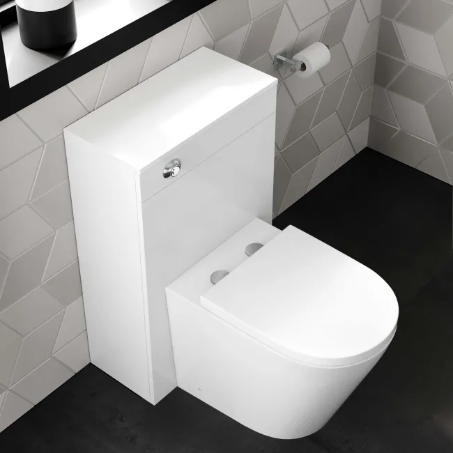 Avon & Trent Gloss White Slimline Back To Wall Unit and Boston Toilet