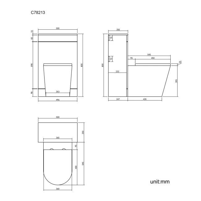 Avon & Trent Gloss White Slimline Back To Wall Unit and Boston Toilet