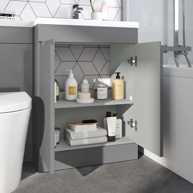 Trent Stone Grey Combination Vanity Basin and Boston Toilet 1100mm - Right Handed