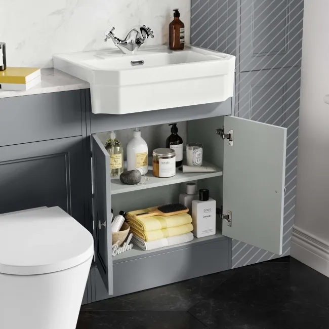 Monaco Dove Grey Combination Vanity Traditional Basin with Marble Top & Boston Toilet 1200mm