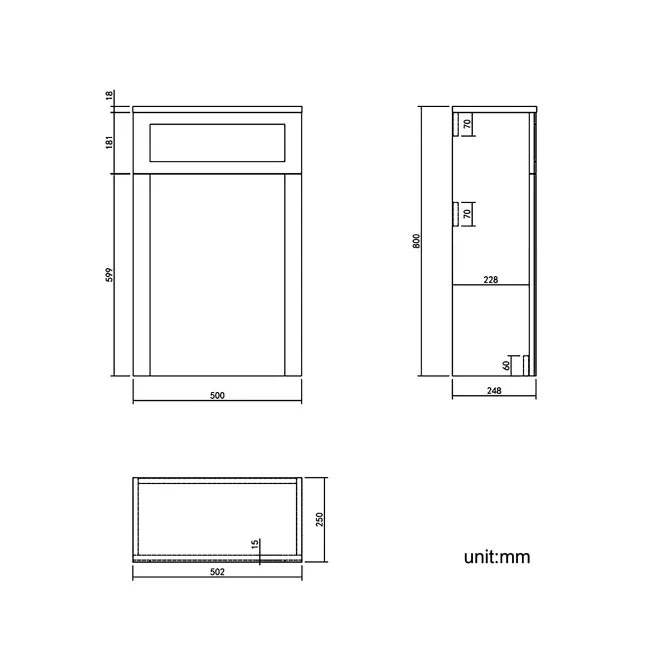 Bermuda Inky Blue Basin Vanity Drawer and Back To Wall Toilet 1300mm (Excludes Pan & Cistern)