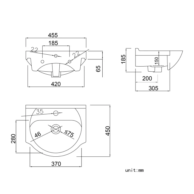 Quartz Stone Grey Cloakroom Vanity with Semi Recessed Basin 450mm