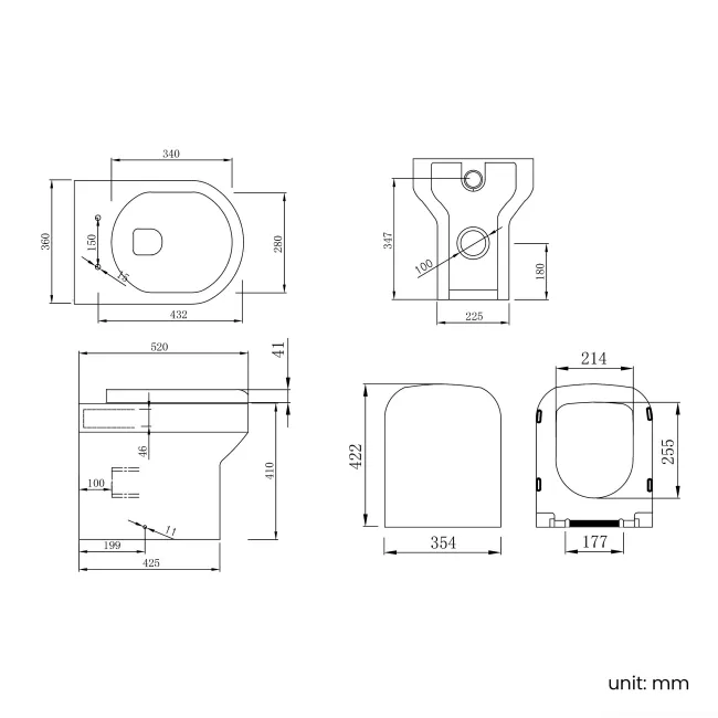 Quartz Stone Grey Combination Vanity Basin and Denver Toilet 950mm - Black Accents