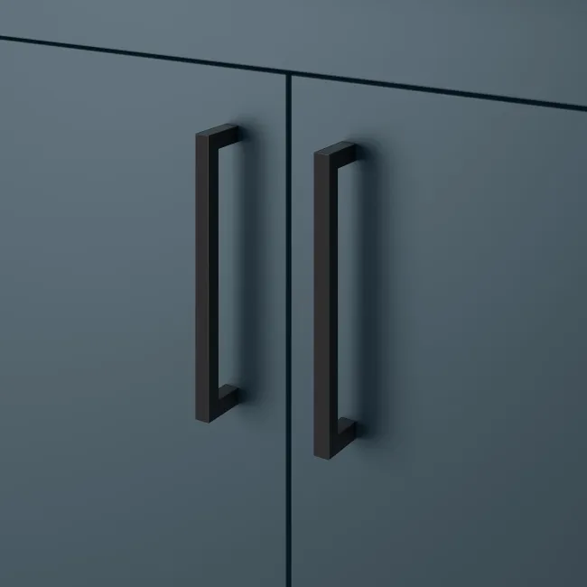 Harper Navy Blue Basin Vanity and Back To Wall Toilet Unit 1200mm (Excludes Toilet) - Black Accents