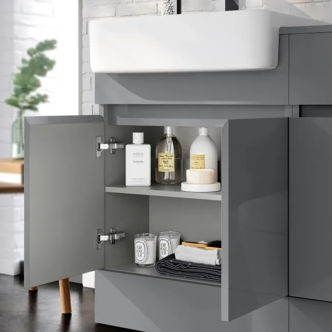 Foster Stone Grey Combination Vanity Basin 1500mm - Excludes Toilet