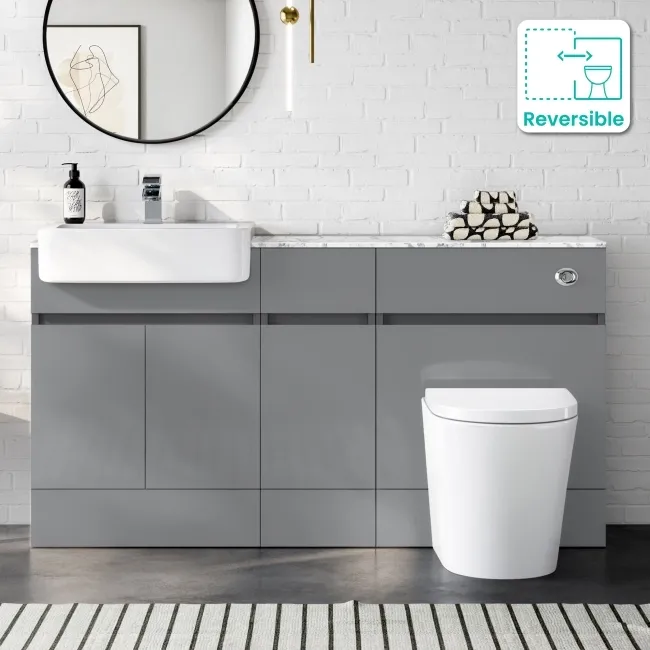 Foster Stone Grey Combination Vanity Basin with Marble Top & Boston Toilet 1500mm