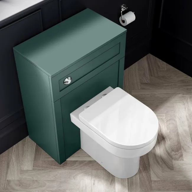 Capri Mystic Green Combination Vanity Basin and Denver Toilet 1350mm - Chrome Handles