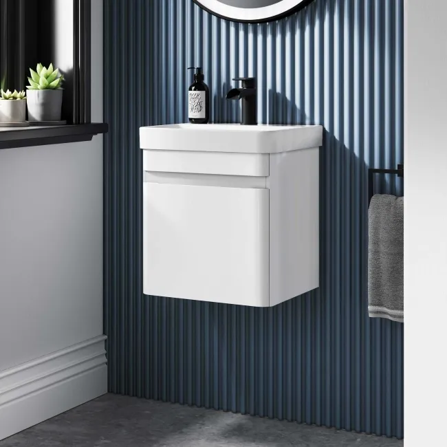 Corsica Gloss White Wall Hung Slimline Basin Vanity 400mm