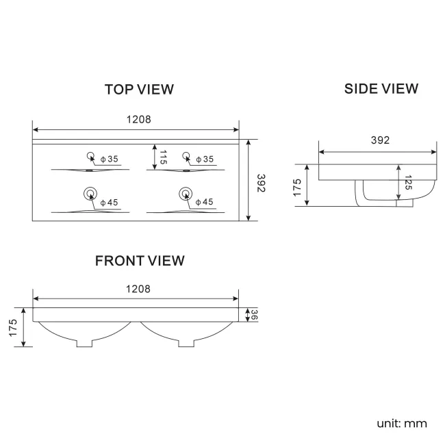 Malta Fluted Coastal White Wall Hung Double Basin Drawer Vanity 1200mm