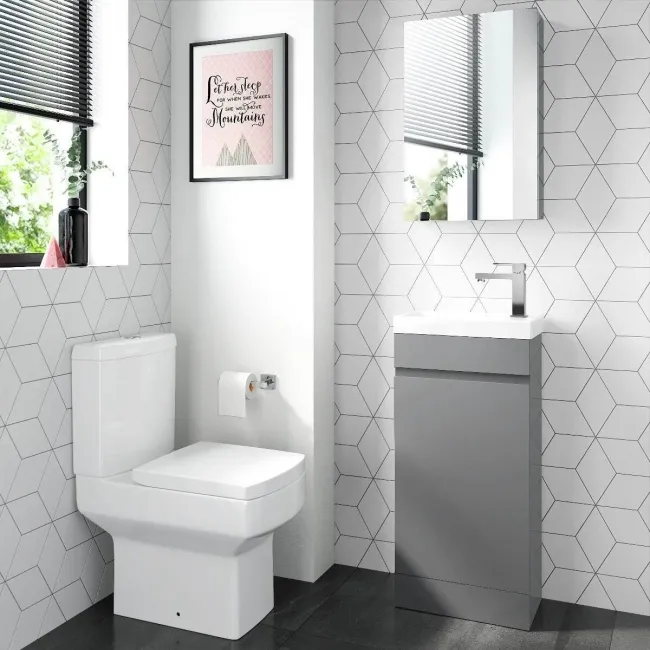 Trent Stone Grey Cloakroom Floor Standing Basin Vanity 400mm