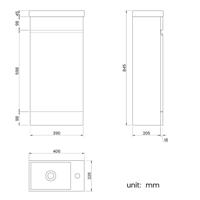 Trent Stone Grey Cloakroom Floor Standing Basin Vanity 400mm